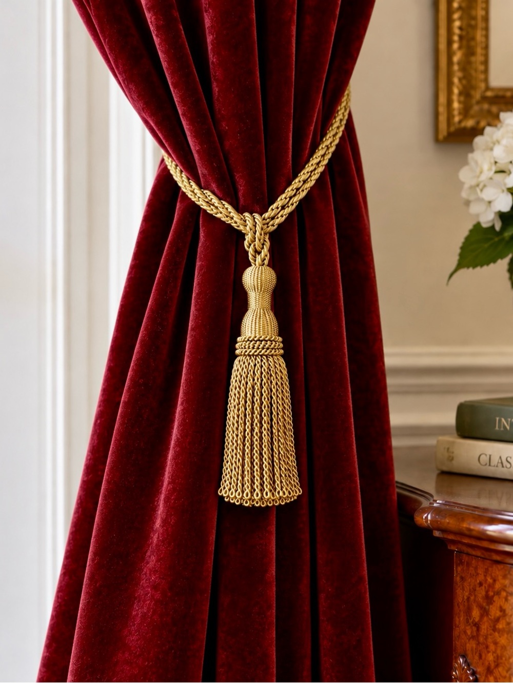Cambridge Weighted Pew Rope 4 Ft Gold Braided Rope 5” Tassels Pair New
